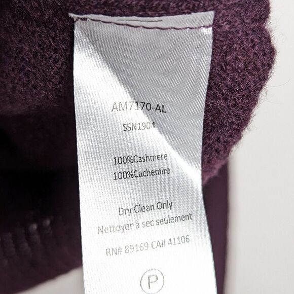 ATM Men's Cashmere Exposed Seam Crew Neck Sweater Purple Jumper - Picture 5 of 6